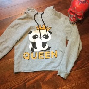 Girls “Queen” Panda Crop Sweatshirt